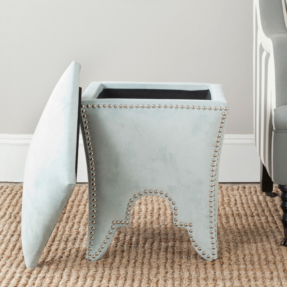 Safavieh Deidra Ottoman, Silver Sage, Silver, Fabric