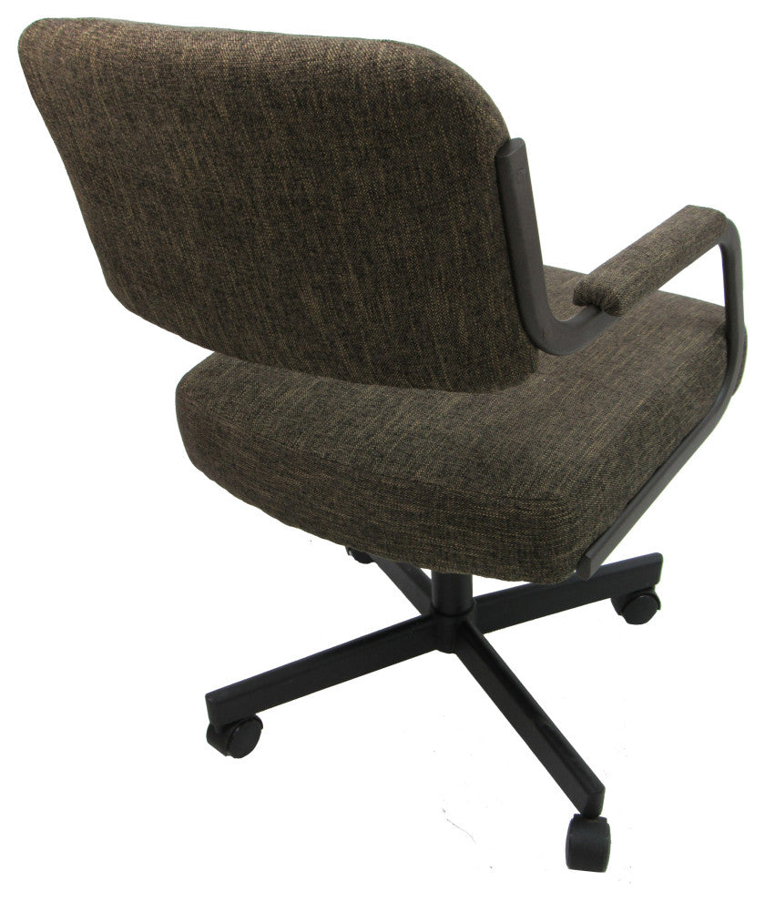Set of 4, Swivel Metal Caster Dining Chairs M-110, Sanora Brown on Brown