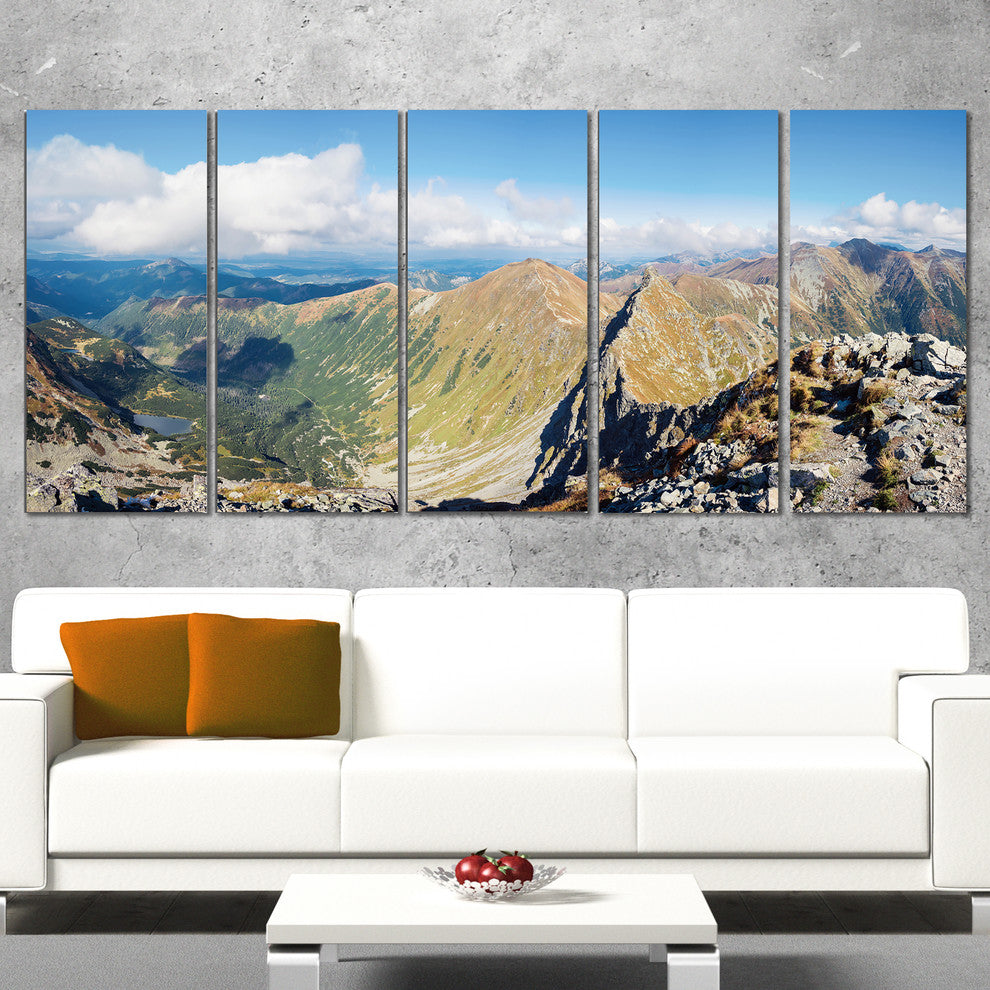 "Ostry Rohac And Volovec At Tatras" Landscape Wall Wall Art, 5 Panels, 60"x28"