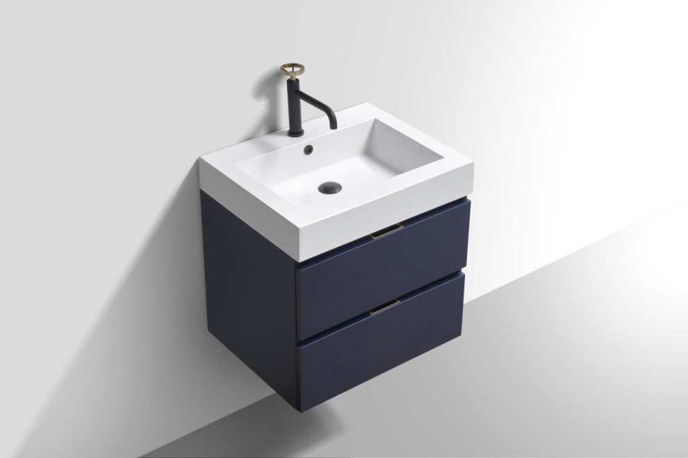 Bliss 24" Blue Wall Mount Modern Bathroom Vanity