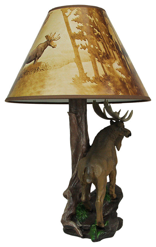 North American Bull Moose Table Lamp w/ Shade