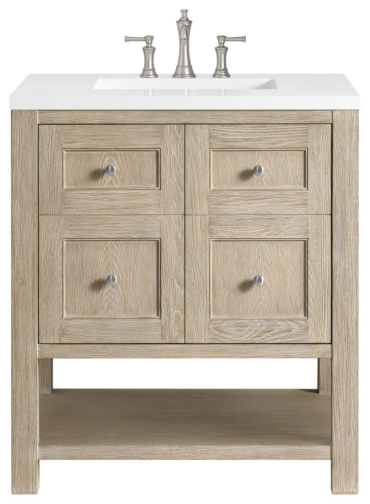 Breckenridge 30" Single Vanity, Oak, 3 CM White Zeus Top