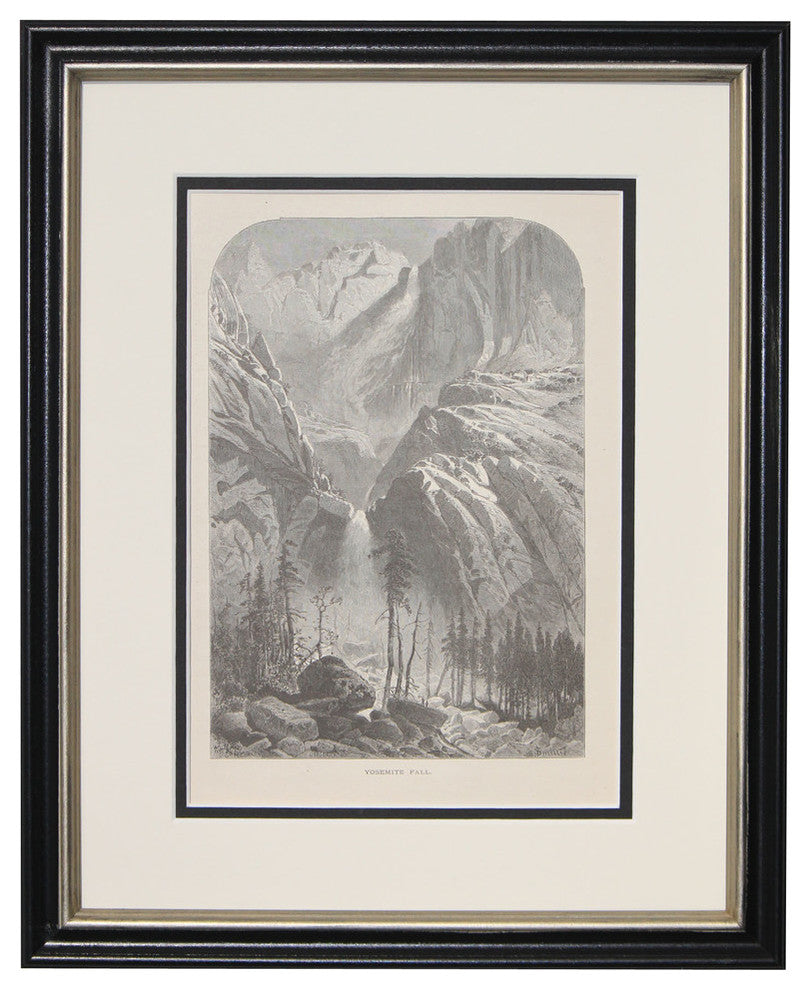Original Vintage 1872 Yosemite Falls Print Framed