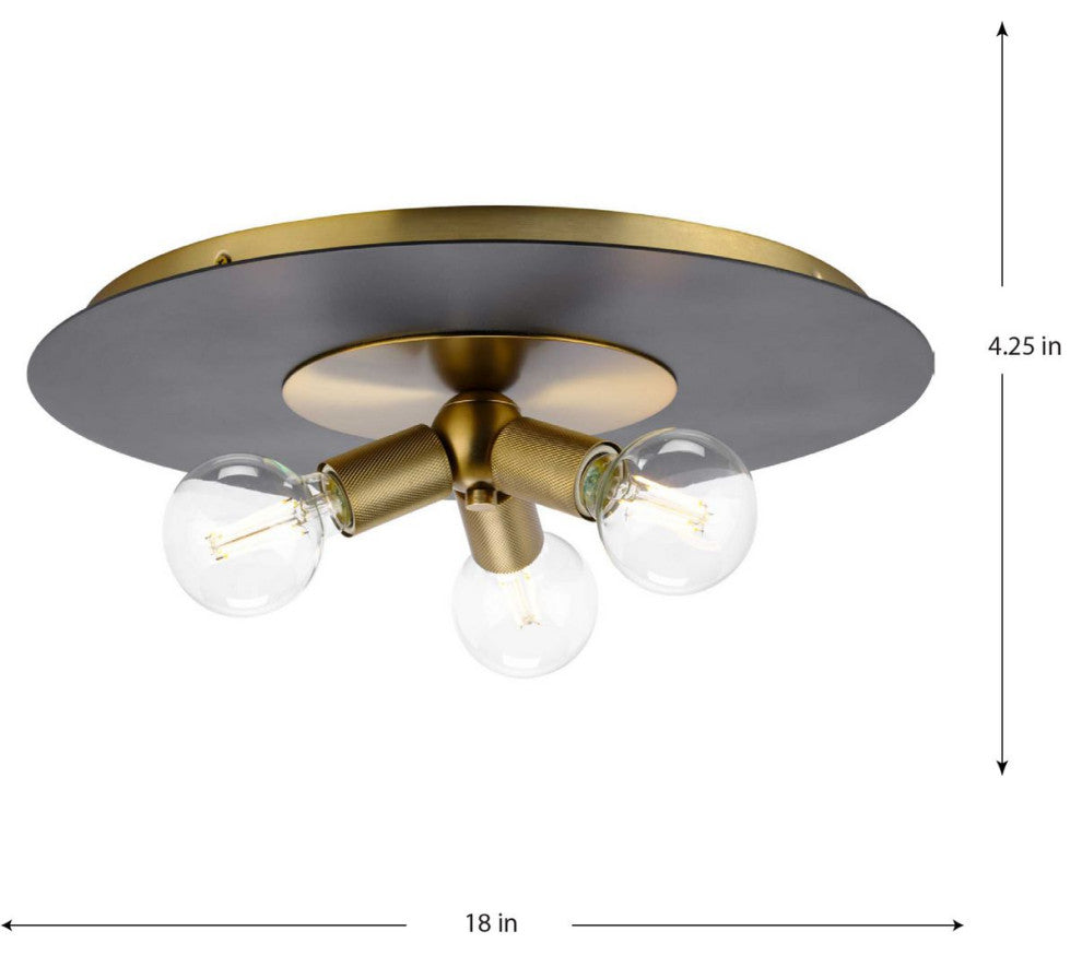 Trimble Collection Three-Light Brushed Bronze 18" Flush Mount