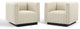 Tufted Armchair Accent Chair, Set of 2, Fabric, Beige, Modern, Lounge