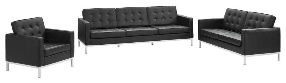 Loft 3 Piece Leather Sofa Loveseat And Armchair Set