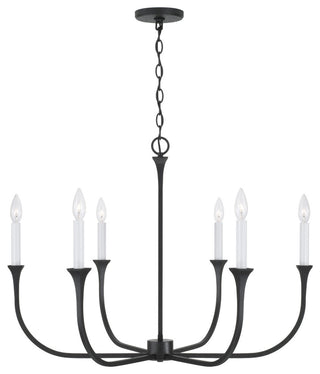 Capital Lighting 452361 Decklan 6 Light 32"W Taper Candle Style - Black Iron