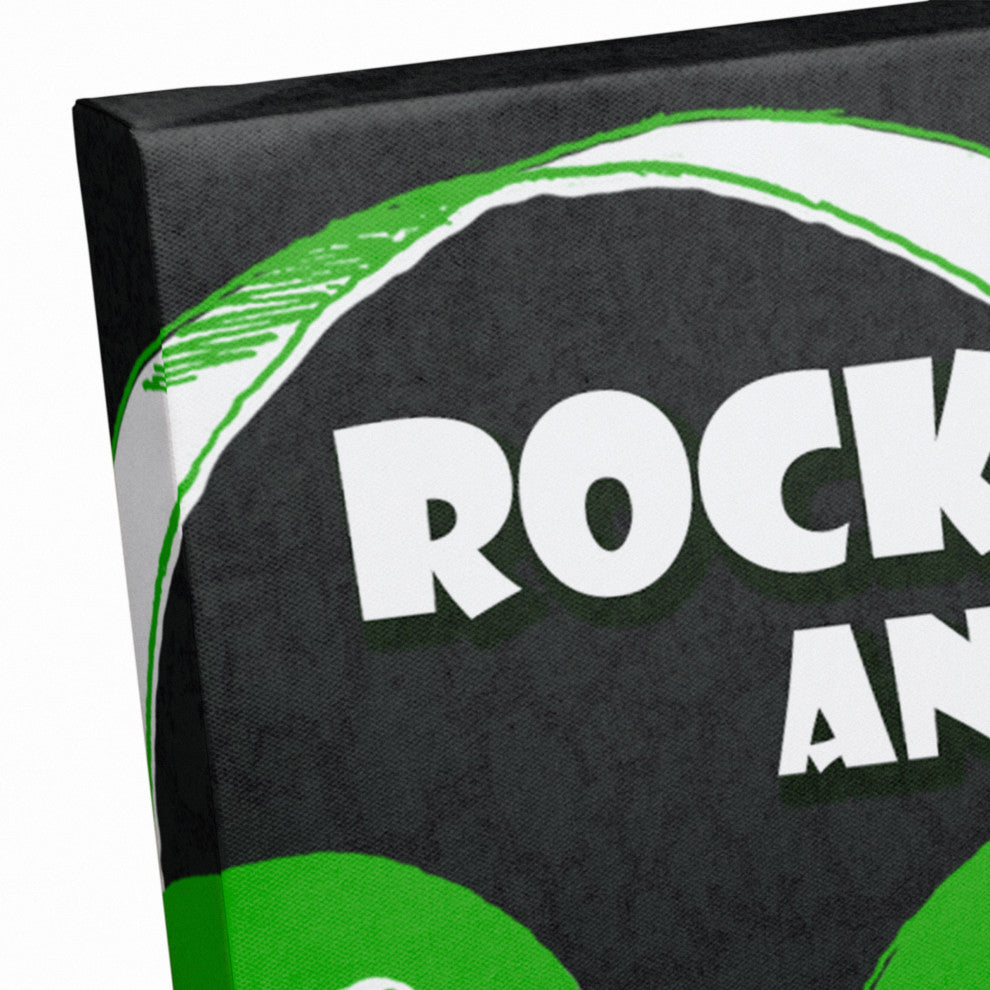 Rock And Roll Headphones 12x12 Canvas Wall Art
