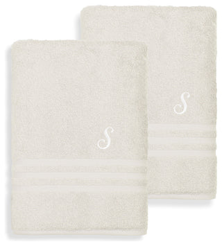 Denzi Bath Sheets With Monogrammed Letter, Set of 2, S