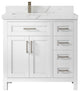 Cambridge 36 Left Offset Bath Vanity in White 2" Calacatta Laza