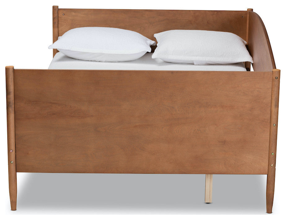 Lachlan Mid-Century Modern Farmhouse Ash Walnut Finish Wood Full Daybed