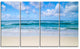 "Serene Blue Tropical Beach" Seashore Canvas Print, 4 Panels, 48"x28"