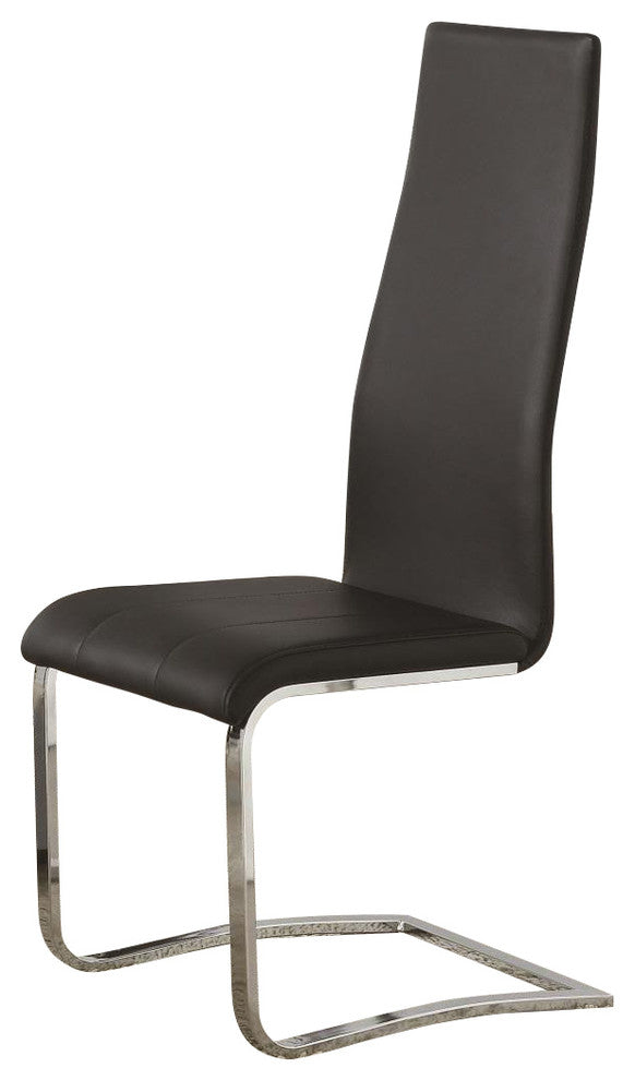 Black Faux Leather Dining Chairs With Chrome Legs, Set of 4