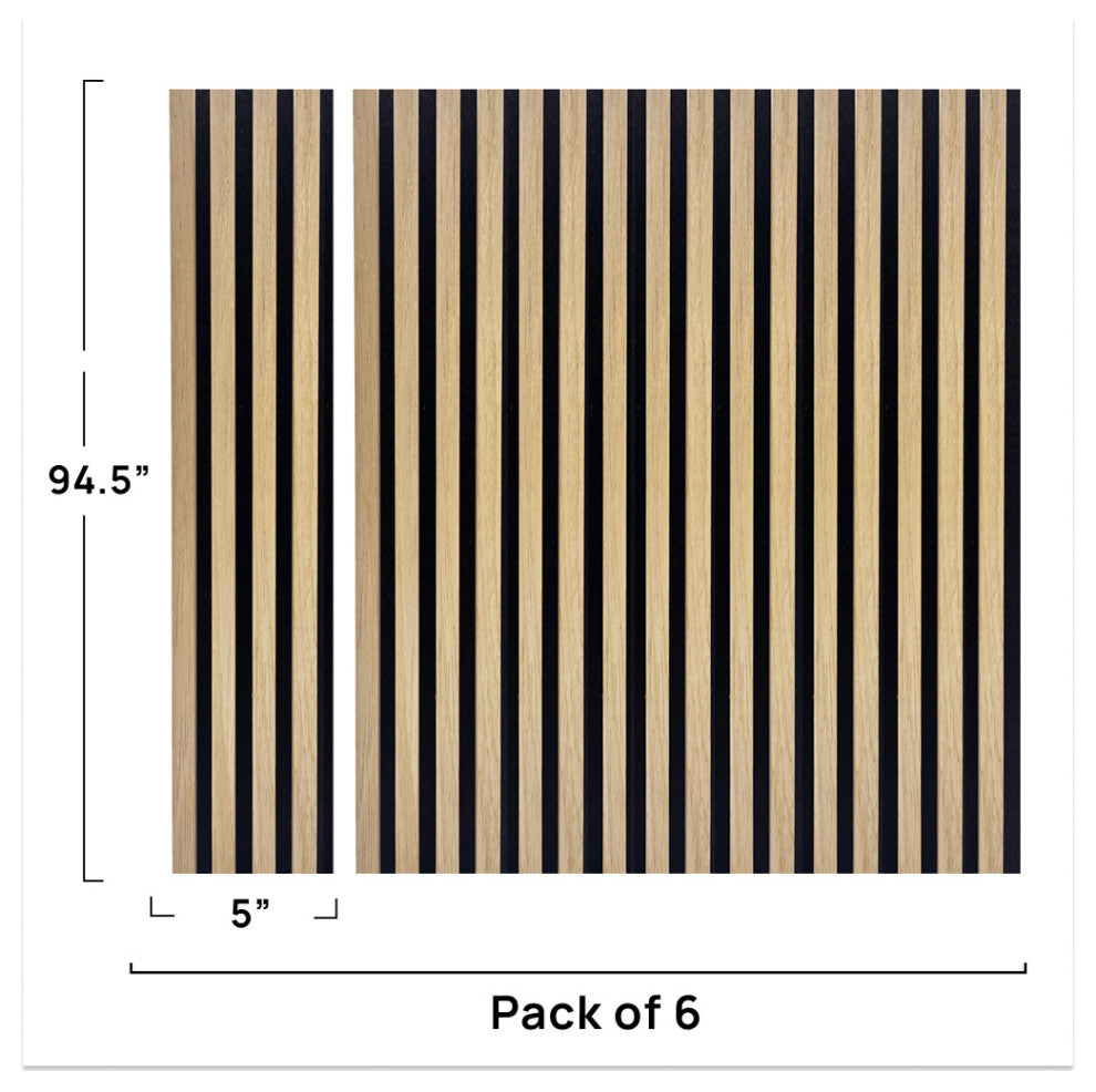 Acoustic Wood Wall Panels | Soundproof Paneling For Wall Decor, Pine, Pack of 6, Acoustica Slim
