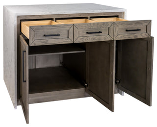 Palisade 48" Kitchen Island, Gray Oak, Engineered Marble