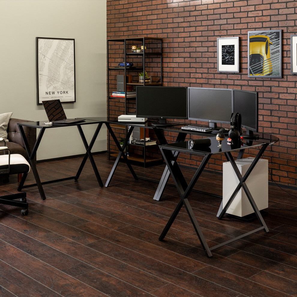 X Frame Command Center Gaming Desk Station - Black