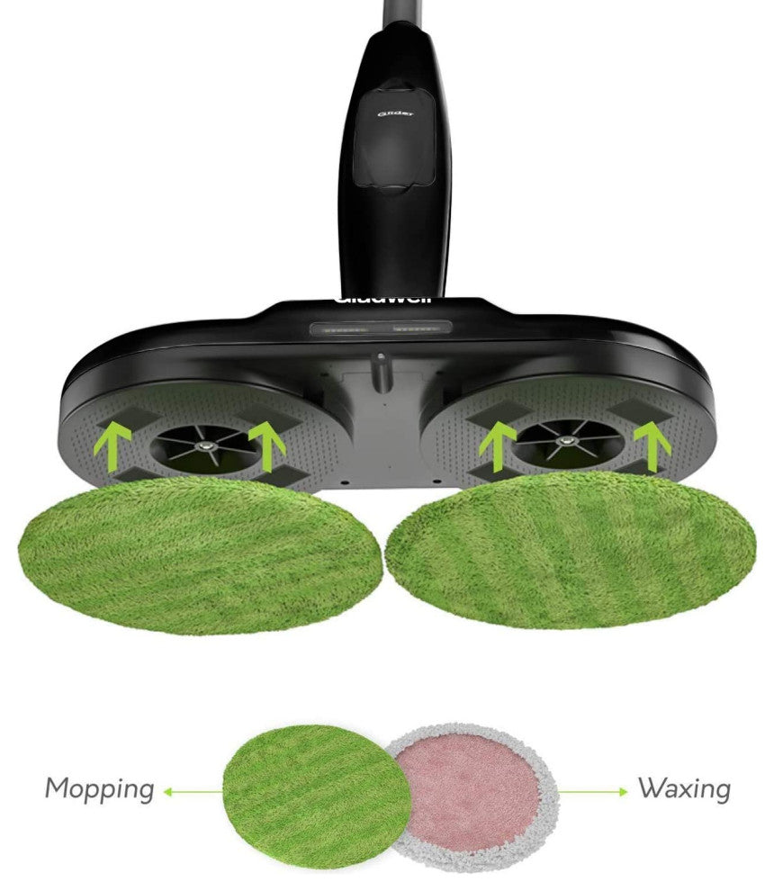 Gladwell Cordless Electric Mop, 3 in 1 Spinner, Scrubber and Waxer, Black