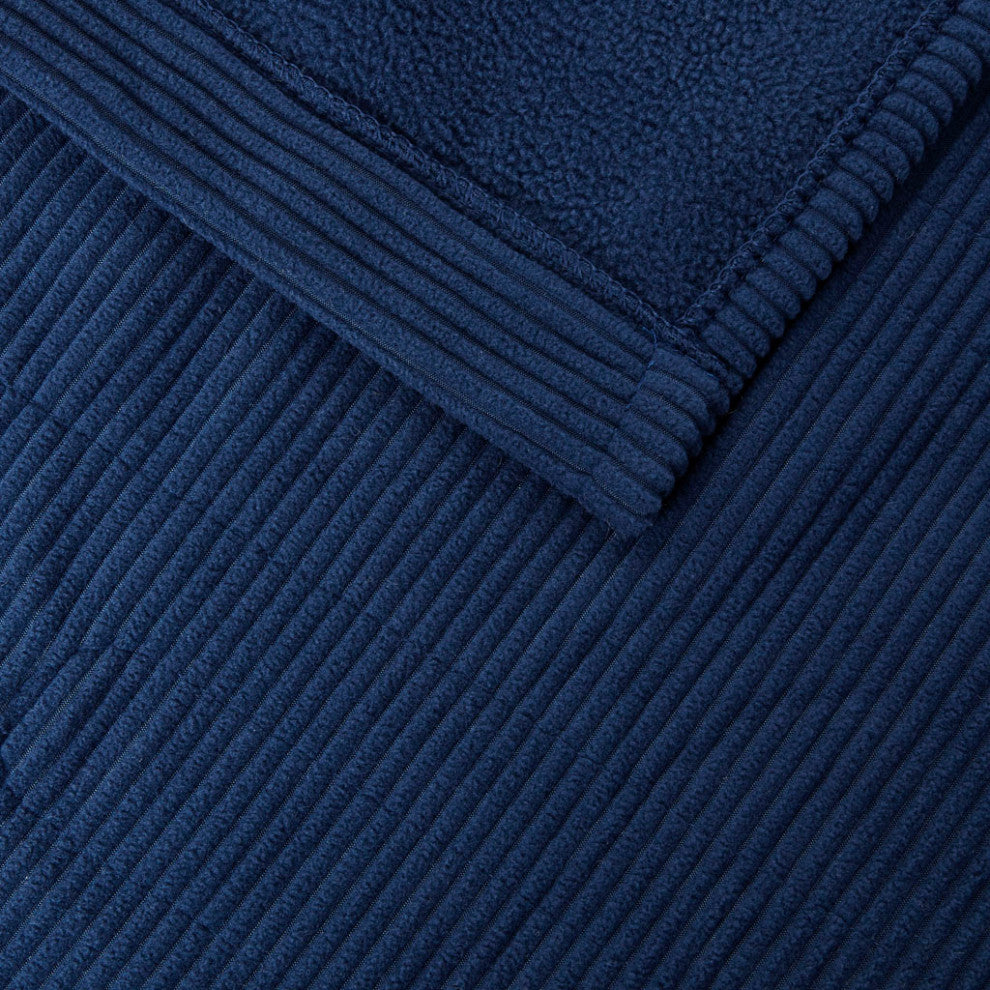 Beautyrest Electric Micro Fleece Heated Electric Bedding Blanket, Navy Blue, Kin