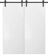 Sliding Double Barn Doors 64 x 80 & 13FT Rails | Planum 0010 White Silk