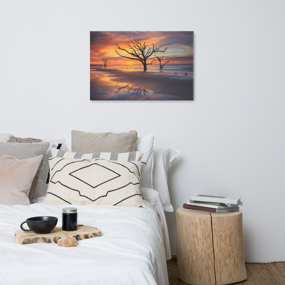 Sunrise & Trees At Edisto Island Coastal Landscape Photo Canvas Wall Art Print, 24" X 36"