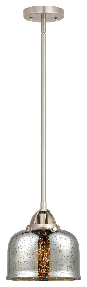 Large Bell Mini Pendant, Brushed Satin Nickel, Silver Plated Mercury
