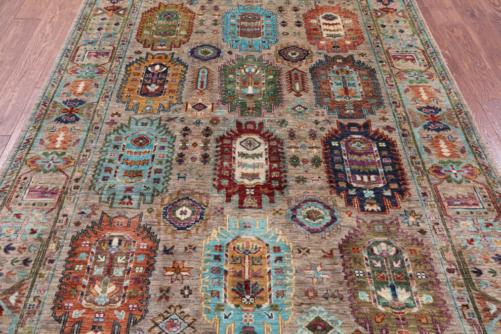 5' 7" X 7' 9" Fine Turkmen Ersari Hand Knotted Rug - Q12469