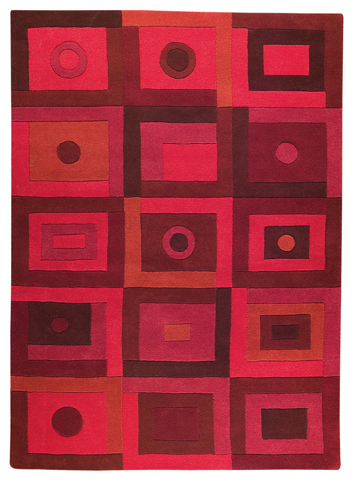 Hand Tufted Red Wool Area Rug, 3''0"x5''4"