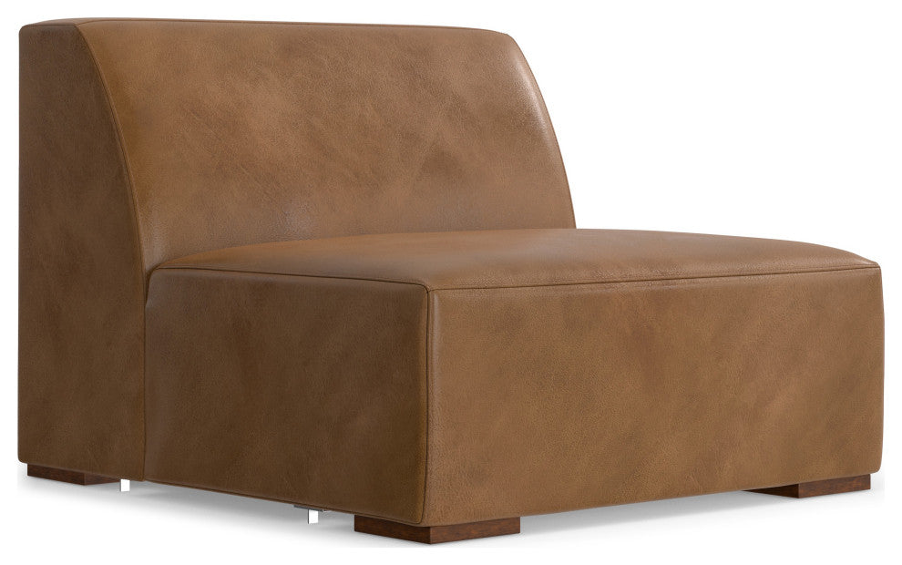 Rex Left Corner Sectional Modular Sofa with Ottoman in Genuine Leather