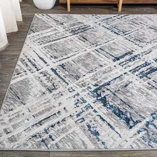 Slant Modern Abstract Area Rug, Gray/Blue, 5 X 8