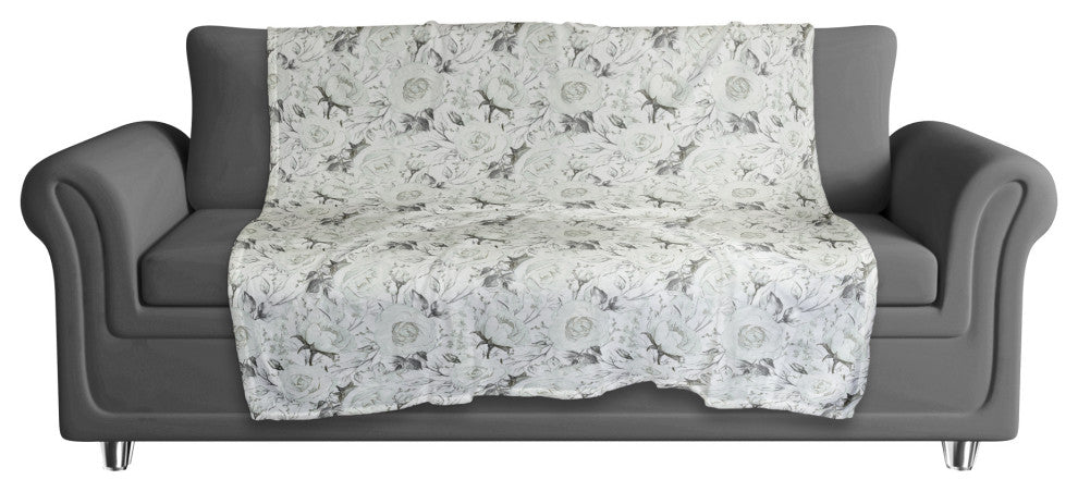 White Grayscale Roses 2 50x60 Coral Fleece Blanket