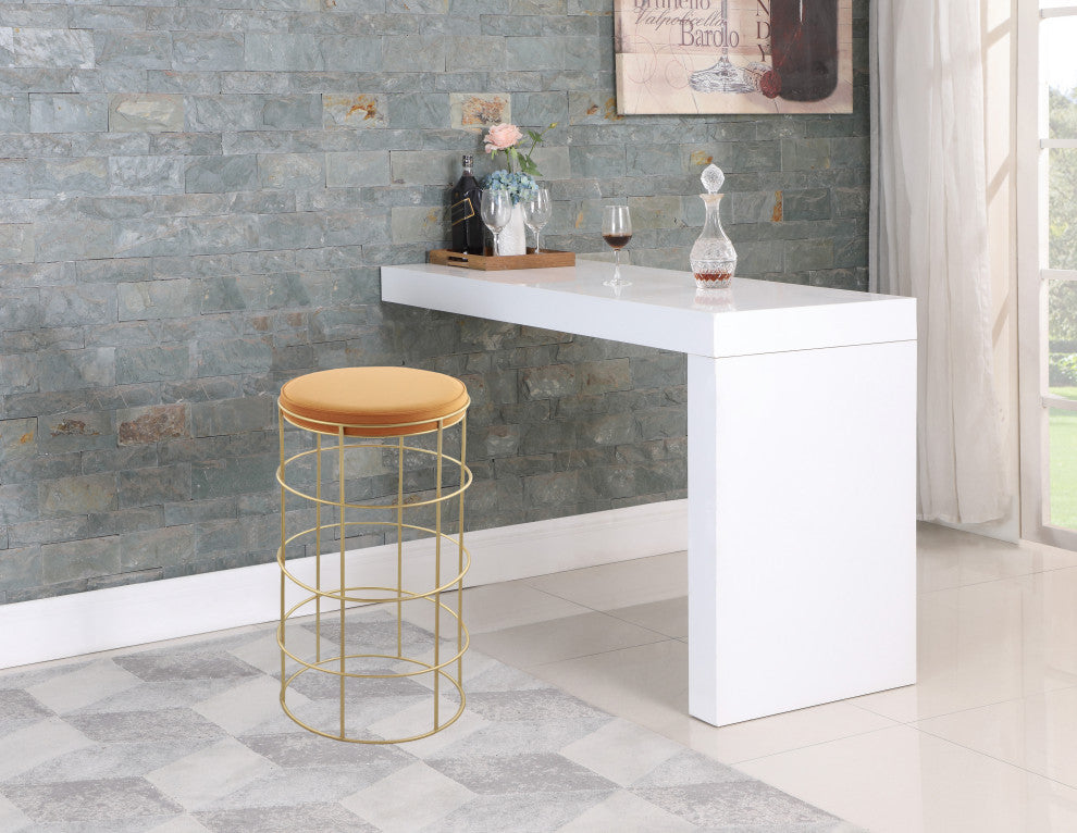 Rebar Velvet Upholstered Bar Stool, Mango, Bar Height