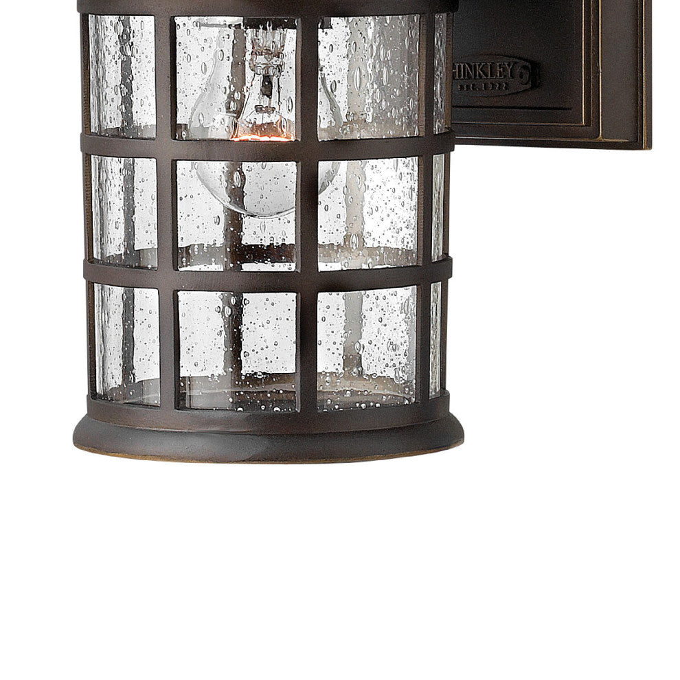 Freeport Small Outdoor Wall Sconce, Oil Rubbed Bronze With Clear Seedy Glass