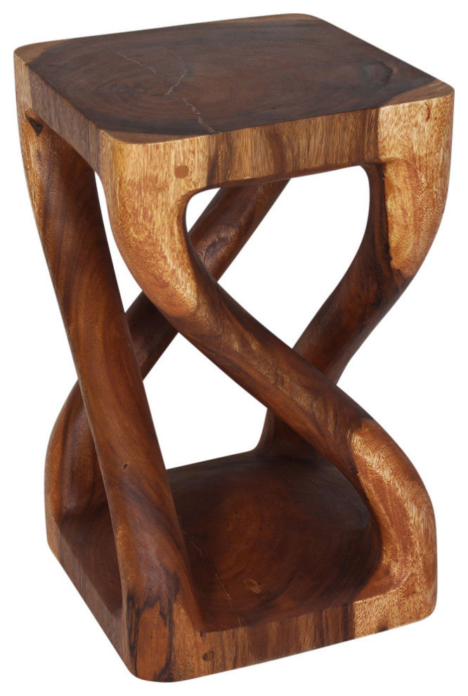 Haussmann Wood Vine Twist Stool Accent Table 14 in x 23 in H Cherry Oil