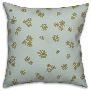 Green Daisy Pattern 18x18 Spun Poly Pillow