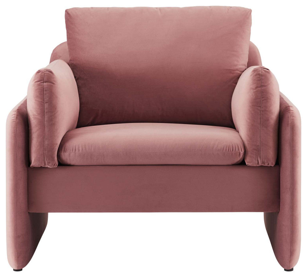 Indicate Performance Velvet Armchair Dusty Rose