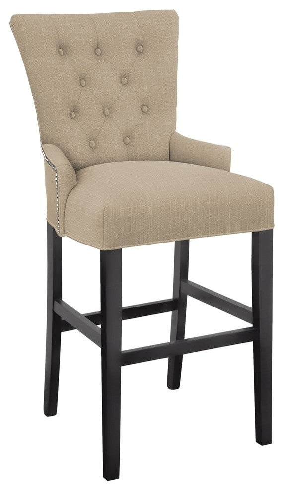 Modern Hekman Woodmark Sonya Bar Stool With Dark Nickel Nailhead Trim