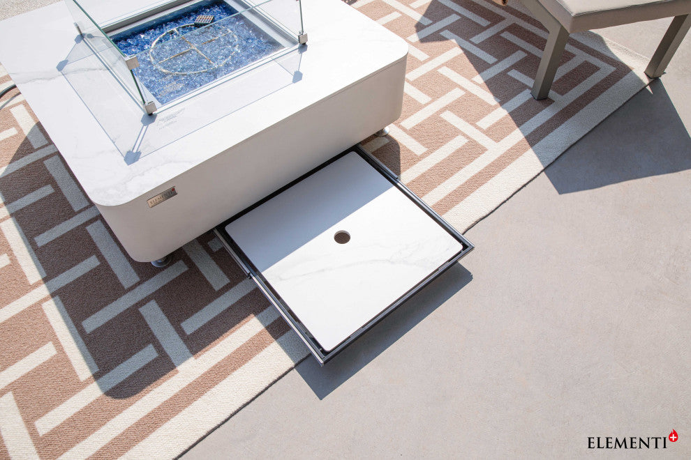 Annecy Square Marble Porcelain Top Natural Gas Fire Table by Elementi Fire