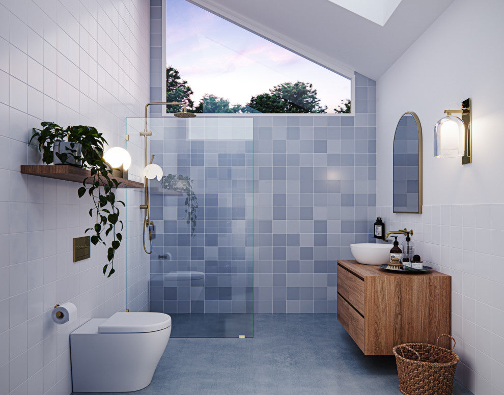 78"x42" Frameless Shower Door Single Fixed Panel, Polished Brass
