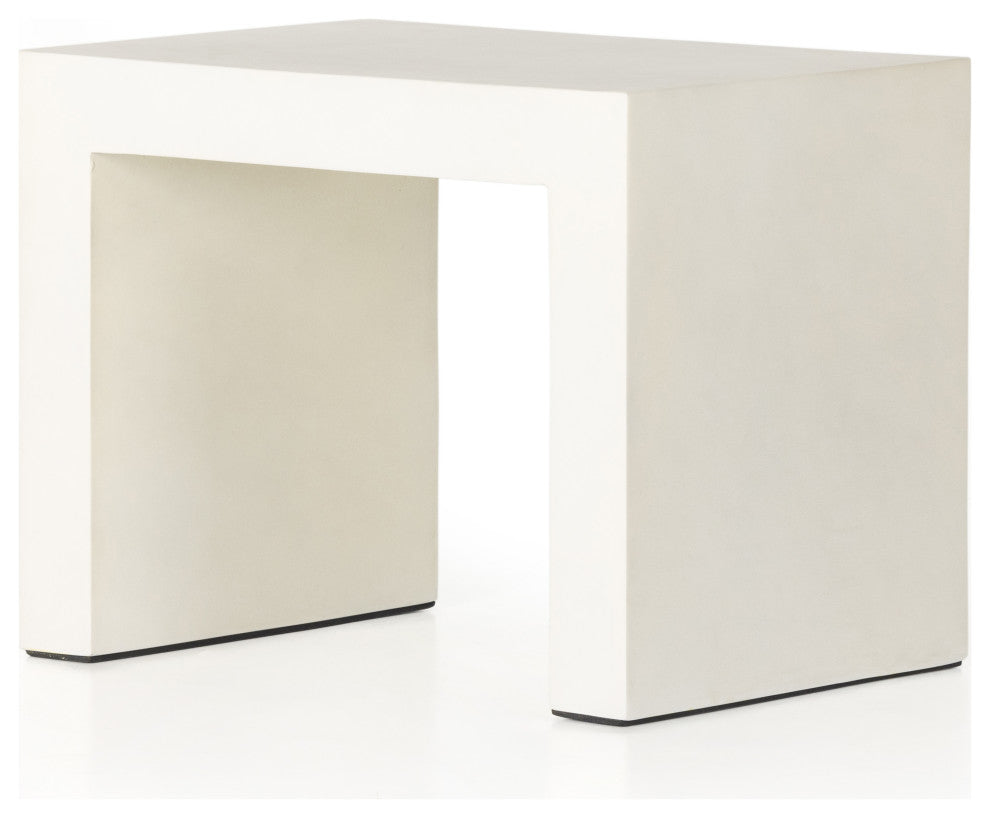 Parish Outdoor End Table-White Concrete