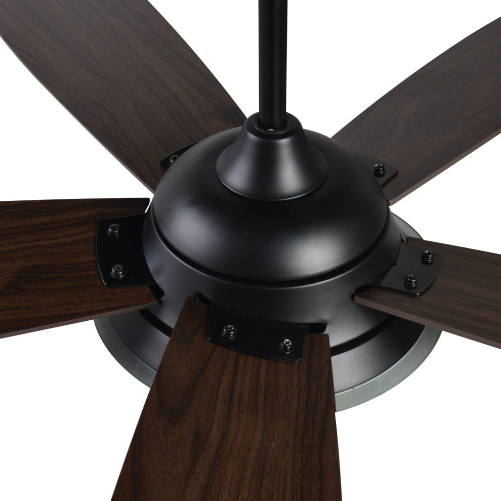 52'' Ceiling Fan with Remote and Dimmable Light Kit for Smart Home, Black/Wood