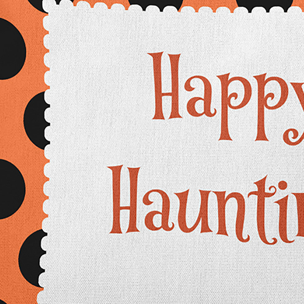 Happy Haunting Dots Accent Pillow, Traditional Orange, 18"x18"