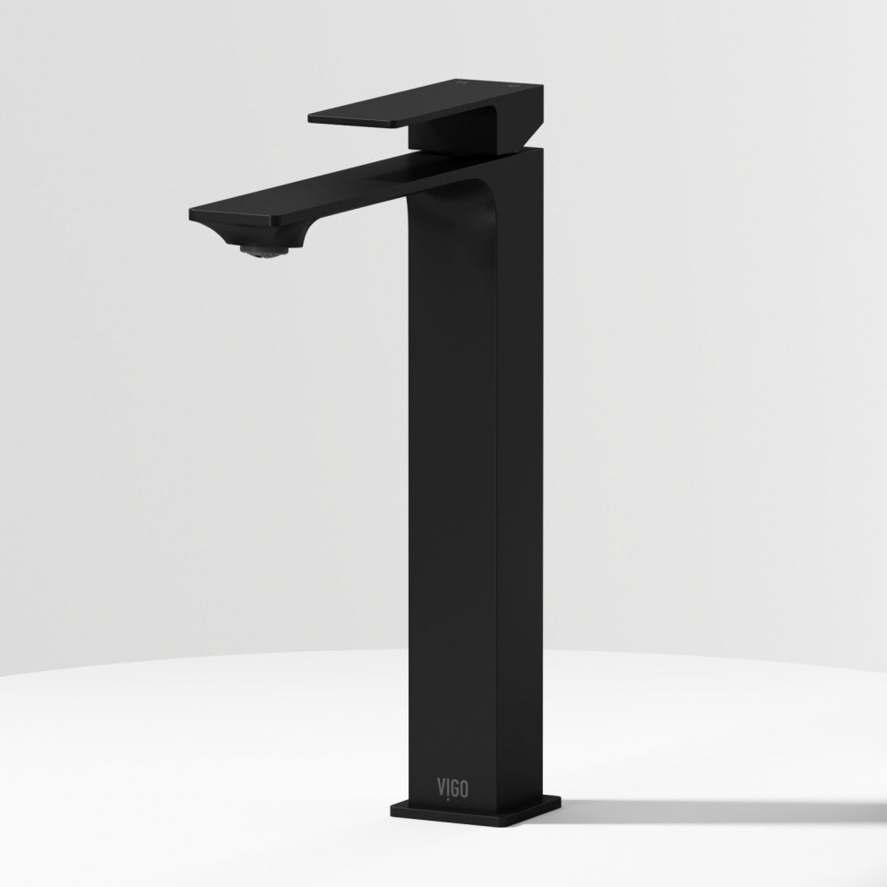 VIGO Dunn 11" H Single Handle Single Hole Bathroom Vessel Faucet, Matte Black