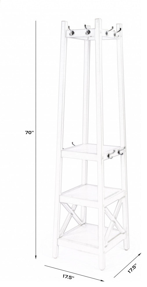 Fenya White Coat Rack With Shelves