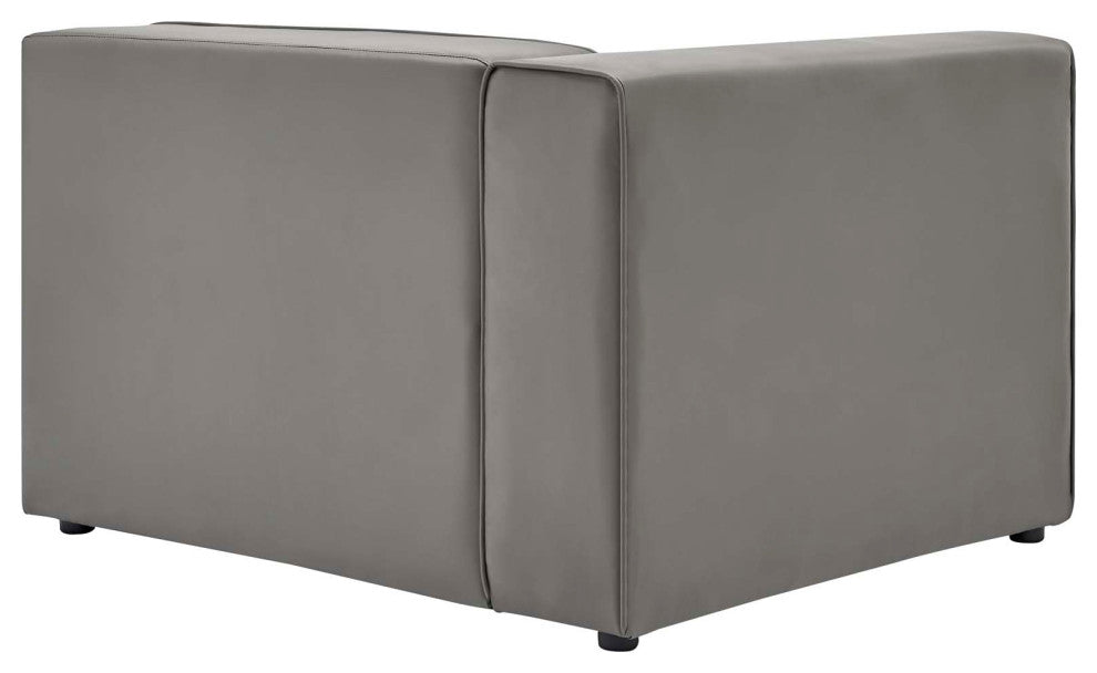 Mingle Vegan Leather 3-Piece Sectional Sofa, Gray