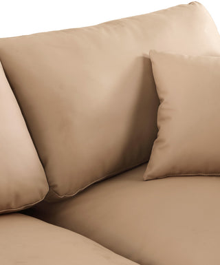 Comfy Upholstered Modular Sofa, Tan, 4-Piece: 4 Armless Chair, Vegan Leather