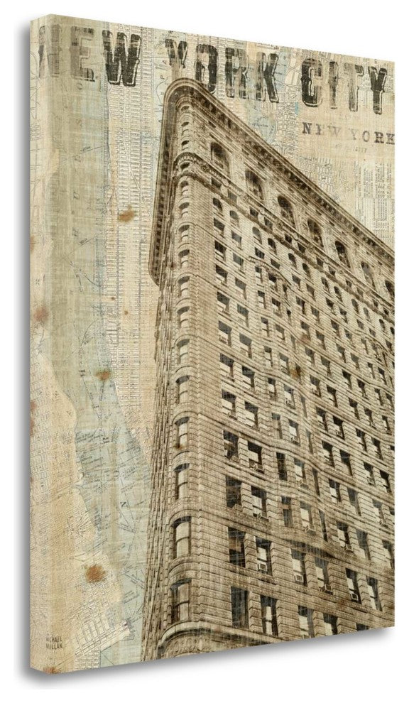 "Vintage Ny Flat Iron" By Michael Mullan, Giclee Print on Gallery Wrap Canvas