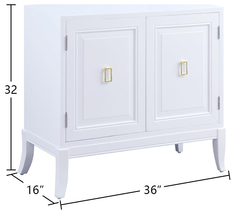 Wood Console Table With 2 Doors, White Finish