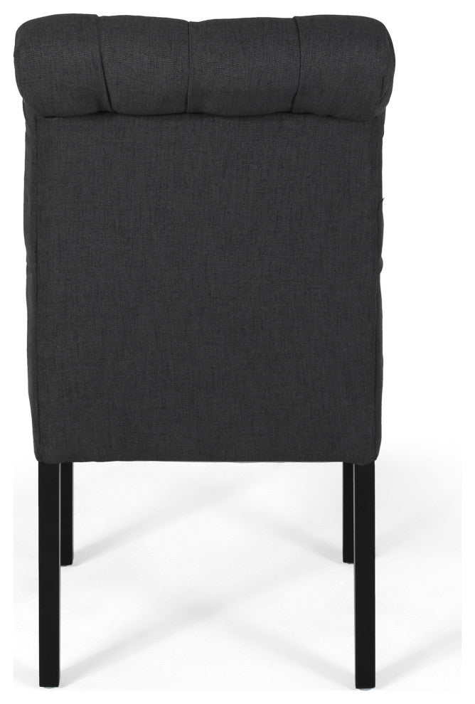 Emerson Tufted Dining Chairs, Set of 2, Dark Gray, Fabric