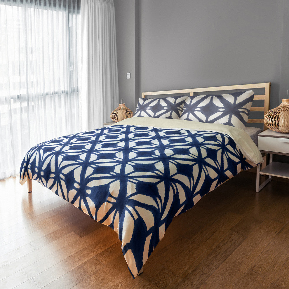 Navy Watercolor Diamond King Brushed Poly Duvet