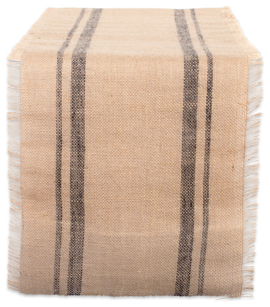 DII Mineral Double Border Burlap Table Runner 14"x72"